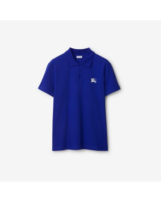 Burberry Blue Cotton Polo Shirt for men