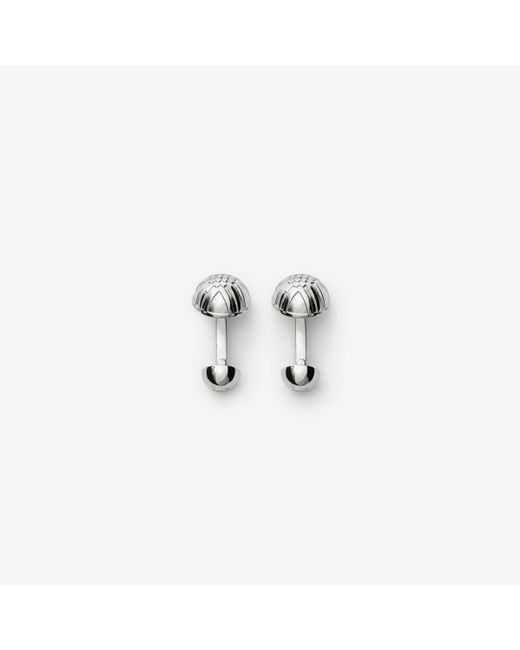 Burberry White Engraved Check Cufflinks​ for men