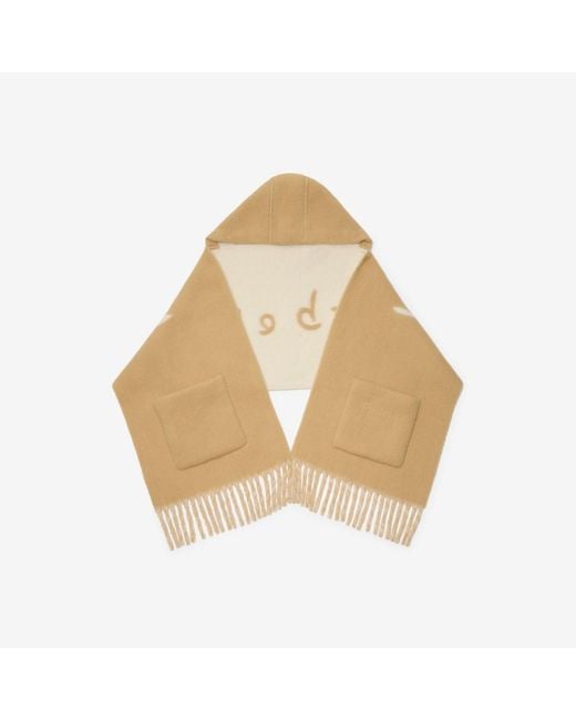 Burberry Natural Logo Alpaca Wool Blend Hooded Scarf