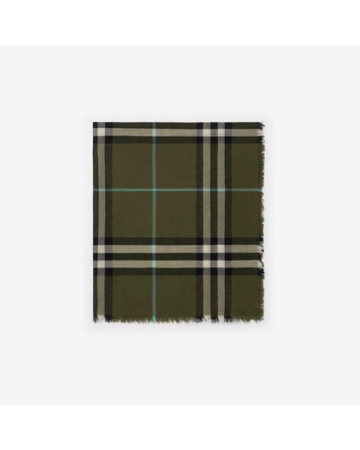 Wide Check Wool Scarf Burberry en coloris Green
