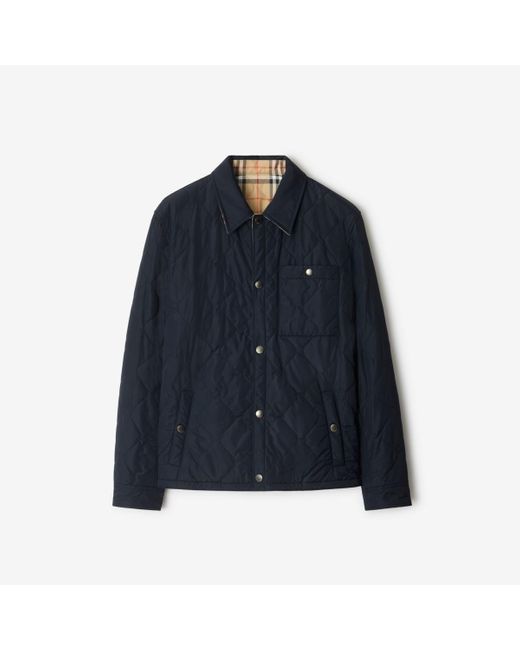 Burberry Blue Reversible Quilted Nylon Overshirt for men