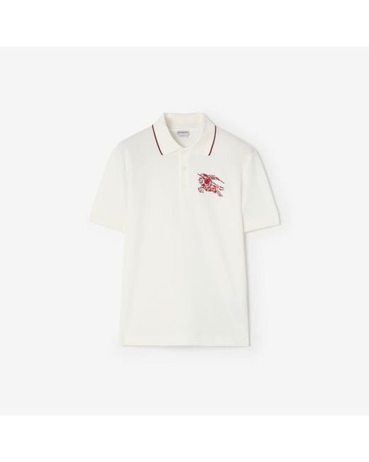 Burberry White Heart Knight Cotton Polo Shirt for men