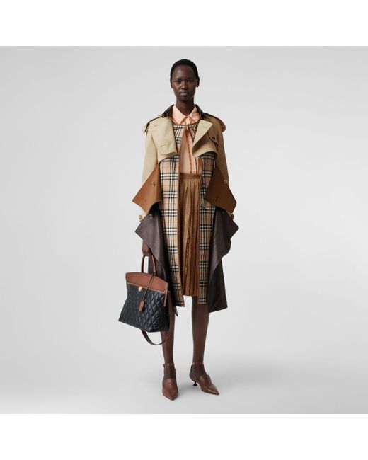 Burberry Patchwork Leather Trim Trench Coat | Lyst UK