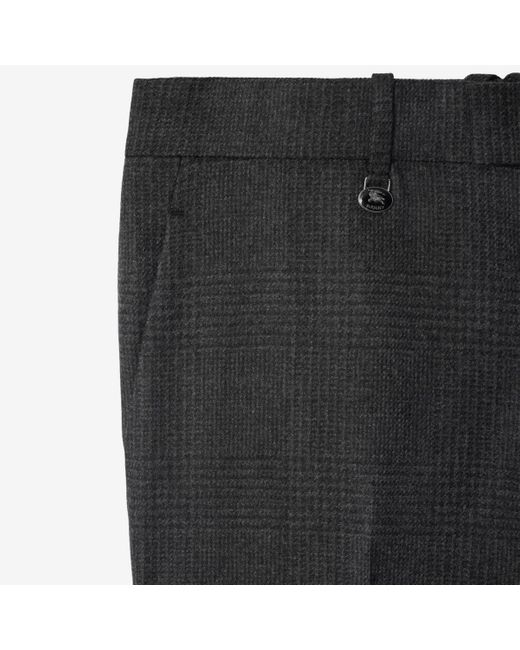 Burberry Check Wool Cashmere Tailored Trousers in Black für Herren