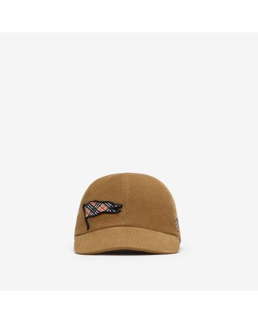 Burberry Brown Childrens Flag Corduroy Baseball Cap