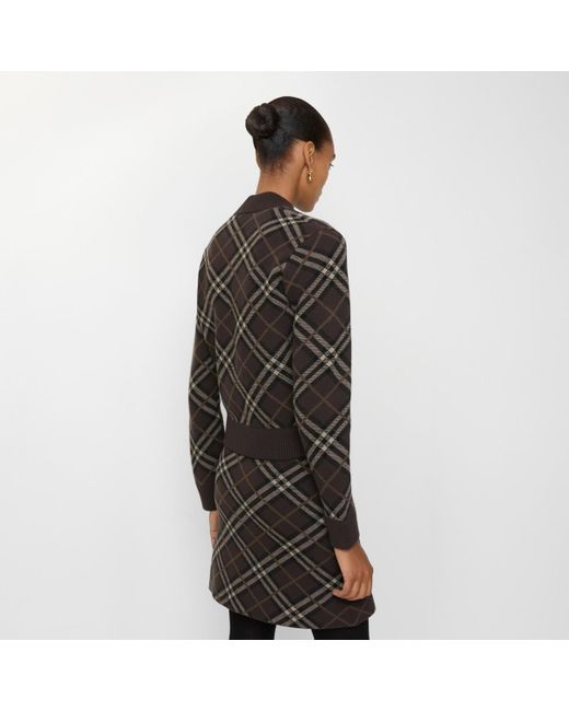 Burberry Black Check Wool Cashmere Bomber Jacket