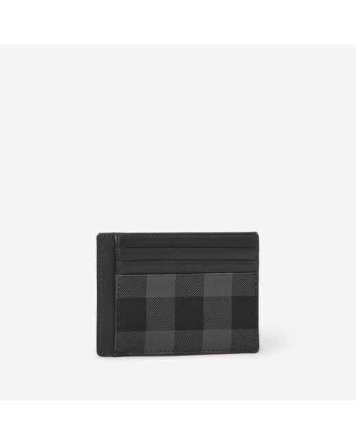 Burberry Black Check Money Clip Card Case for men