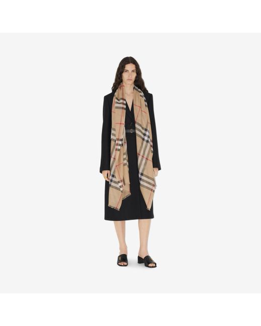 Burberry Natural Check Wool Silk Scarf