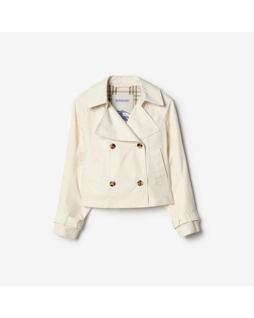 Burberry Natural Cropped Lightweight Ladybrook Trench Jacket