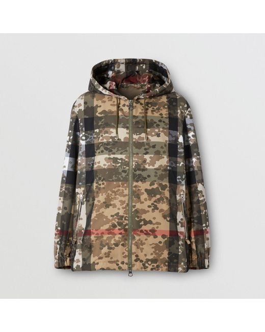 Burberry Camouflage Check Nylon Hooded Jacket for Men | Lyst