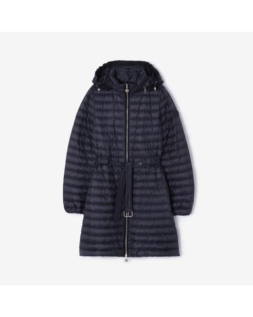 Burberry Blue Nylon Amberley Puffer Coat