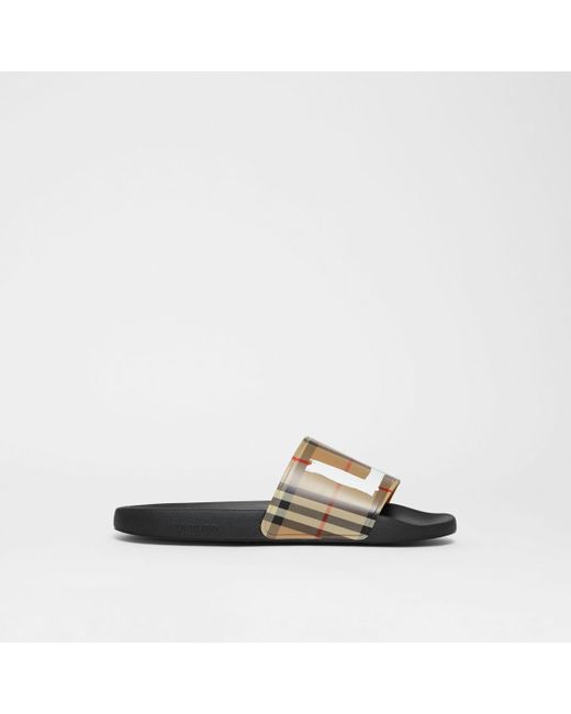 Burberry Love Print Vintage Check Slides for Men | Lyst