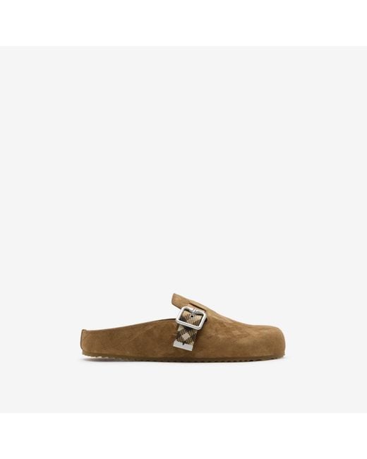 Burberry Natural Check Suede Urchin Clogs