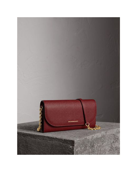 Burberry Leather Wallet With Chain In Burgundy | | Lyst
