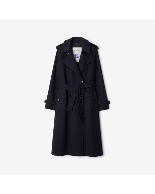 Burberry Blue Long Cashmere Kensington Trench Coat