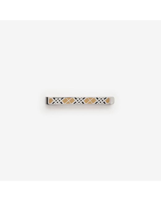 Burberry White Enamel Check Tie Bar for men