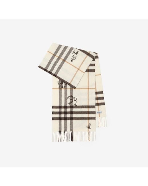 Burberry Natural Check Mates Cashmere Scarf