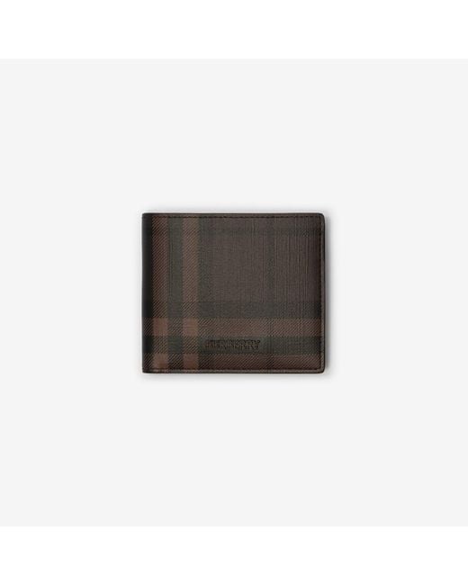 Burberry Black City Check Bifold Coin Wallet for men