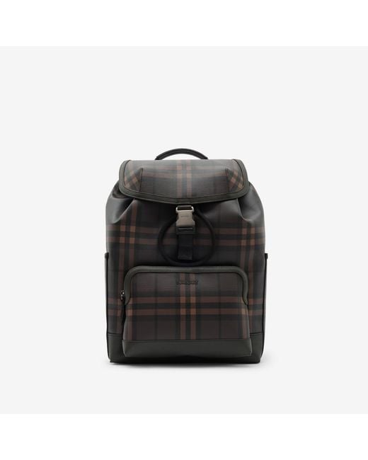 Burberry Black City Check Clip Backpack for men
