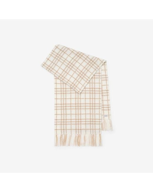 Burberry Natural Embellished Check Bouclé Scarf