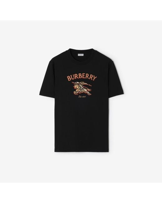 Burberry Black Knight Check Cotton T-Shirt for men
