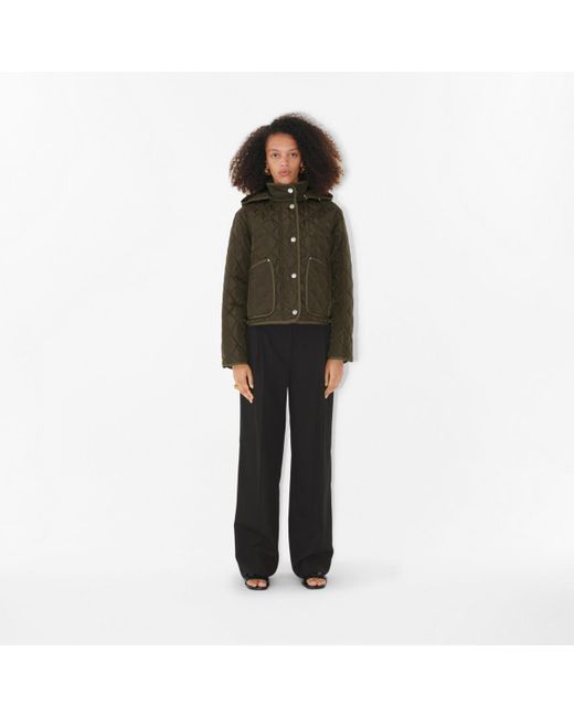 Burberry Green Cropped Quilted Nylon Jacket