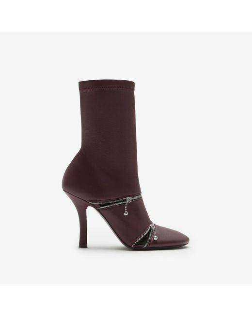 Burberry Brown Leather Peep Boots