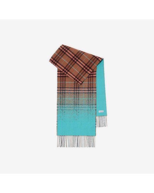 Burberry Blue Gradient Check Cashmere Scarf