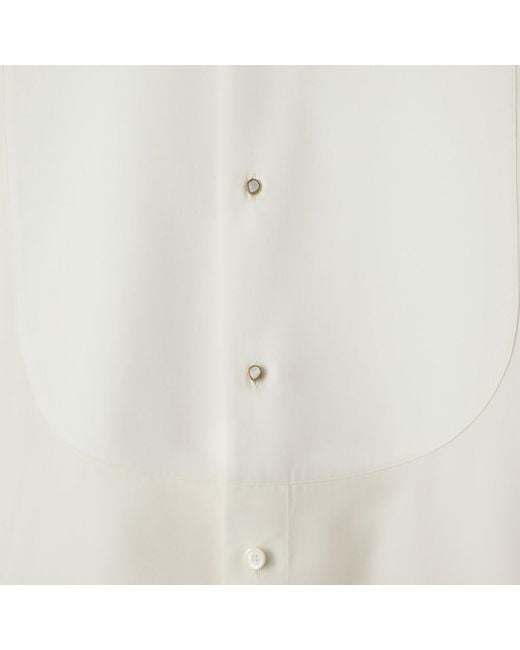 Burberry White Slim Fit Cotton Silk Tuxedo Shirt for men