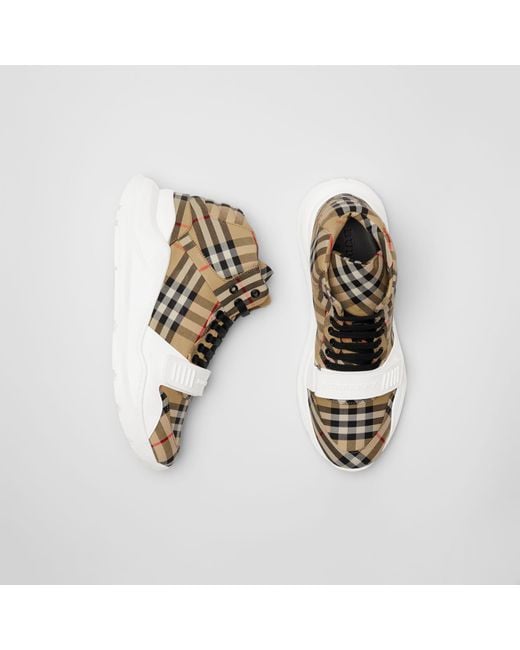 Burberry White Vintage Check High-top Sneakers for men