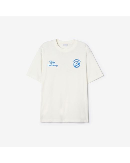 Burberry White Logo Badge Cotton T-Shirt for men