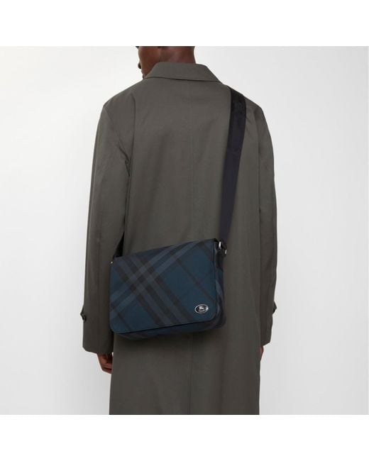 Burberry Blue Grid Messenger Bag​ for men