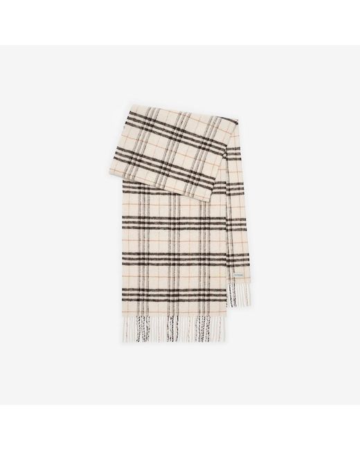 Burberry White Check Wool Cashmere Scarf