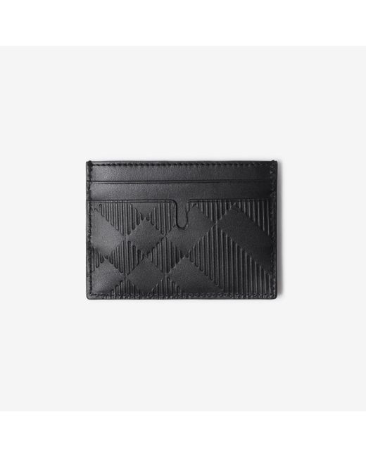 Burberry Check Leather Card Case in Purple for Men