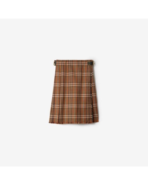 Burberry Brown Check Wool Kilt