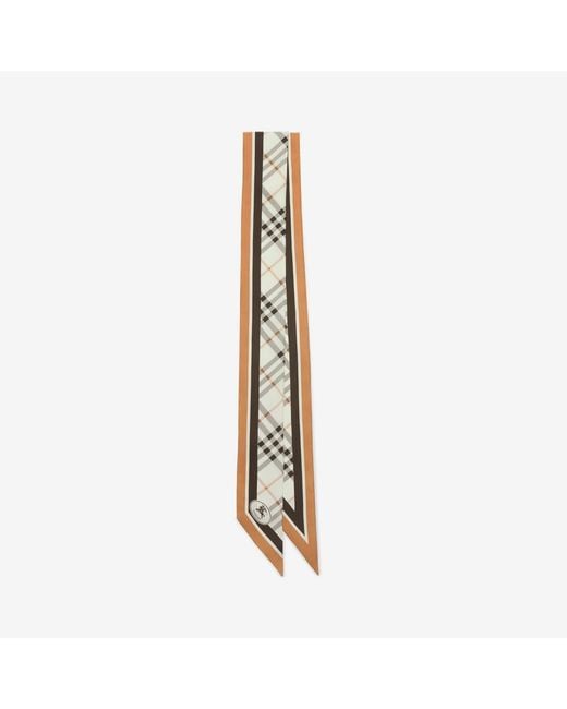 Burberry Metallic Skinny Check Knight Stamp Silk Scarf