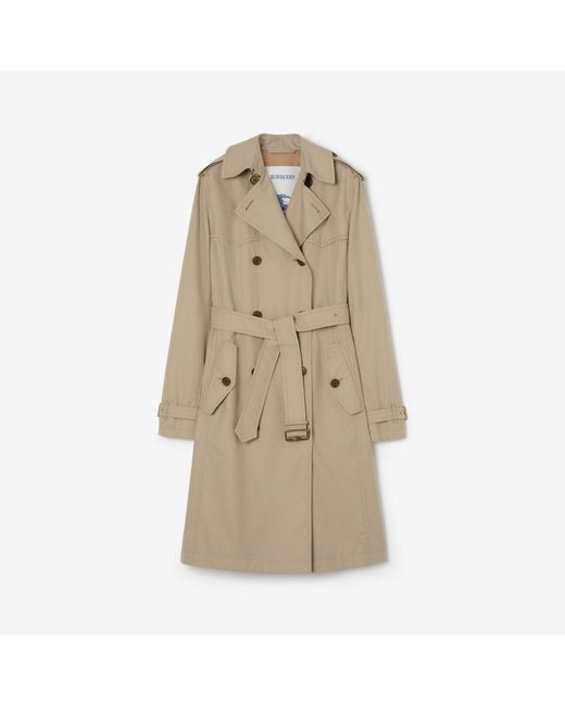 Burberry Natural Long Silk-Lined Tropical Gabardine Foxfield Trench Coat