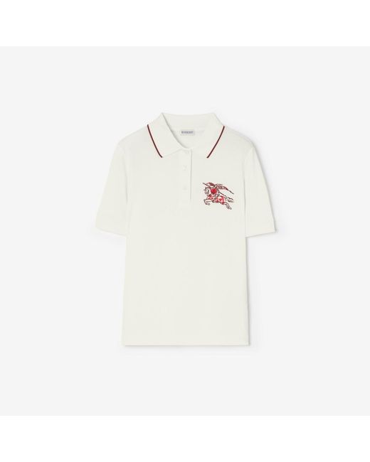 Burberry White Heart Knight Cotton Polo Shirt