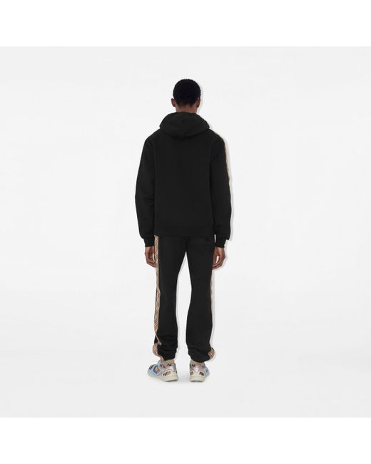 Burberry Black Check Trim Cotton Jogging Pants for men