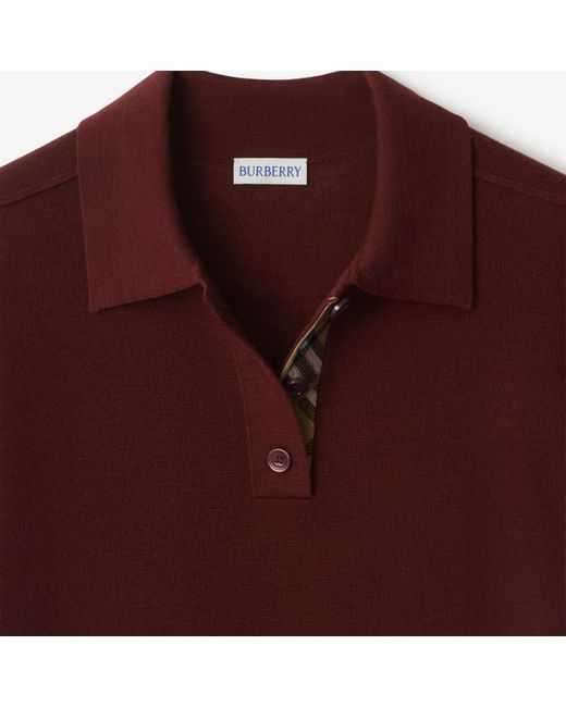 Burberry Red Wool Polo Shirt