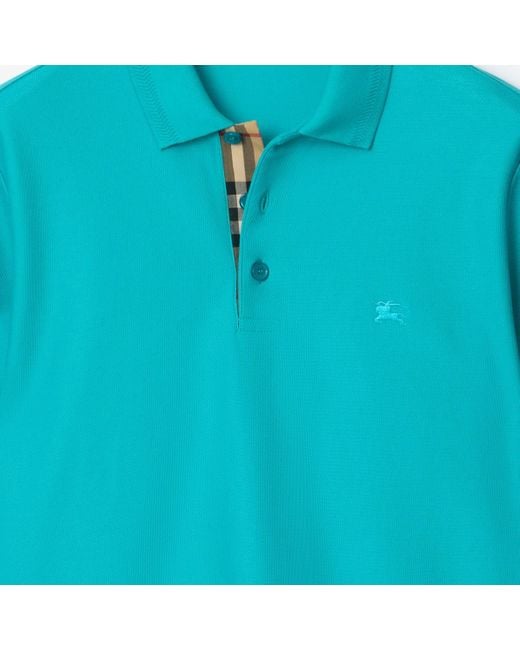 Burberry Blue Cotton Polo Shirt for men