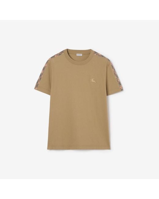 Burberry Natural Check Trim Cotton T-Shirt for men