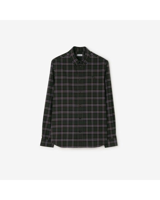Burberry Black Relaxed Fit Check Cotton Shirt for men