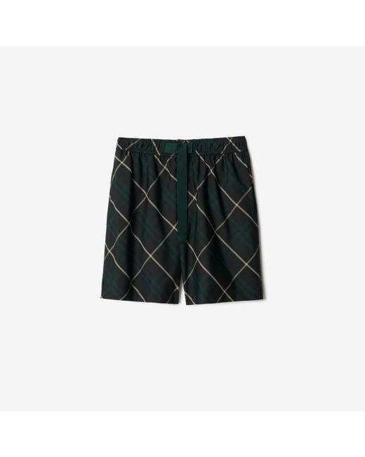 Burberry Green Check Shorts for men