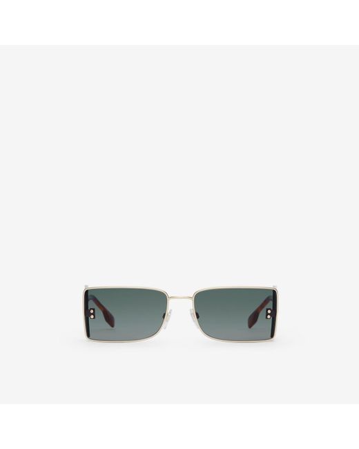 Burberry Blue 'b' Lens Detail Rectangular Frame Sunglasses