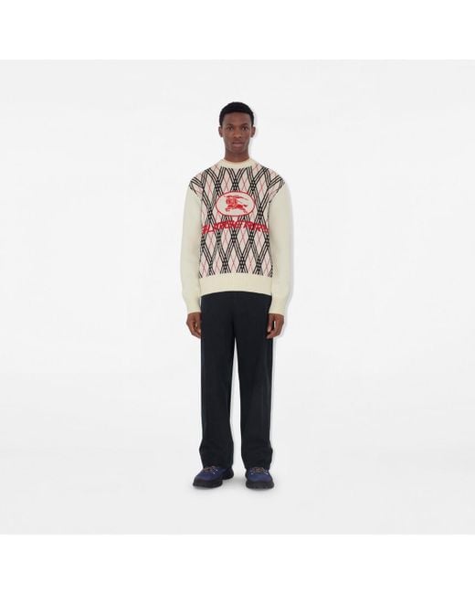 Burberry Pink Argyle Check Wool Blend Sweater for men