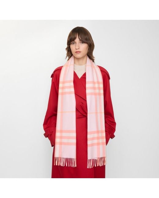 Burberry Pink Check Cashmere Scarf