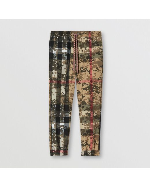 Burberry Camouflage Check Nylon Jogging Pants in Natural for Men