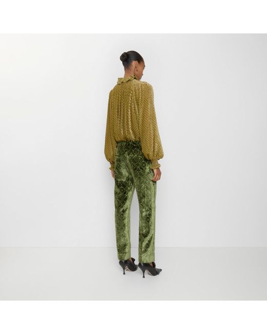 Burberry Green Baroque Velvet Tailored Trousers