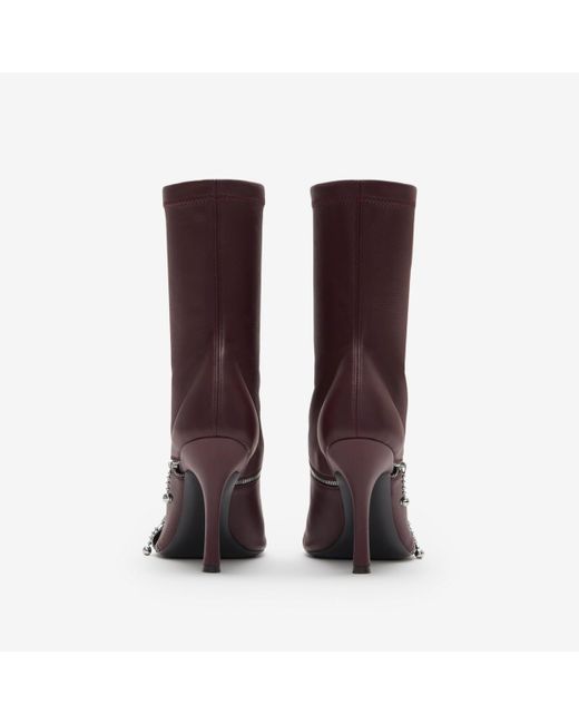 Burberry Brown Leather Peep Boots